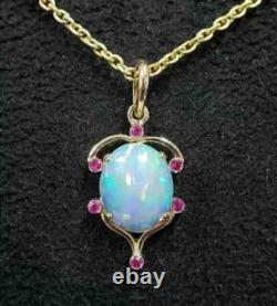 Natural Fire Opal 3.00Ct Oval Cut Women's Vintage Pendant Yellow Gold Plated