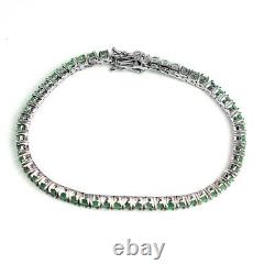 Natural Green Emerald Gemstone Bracelet 925 Sterling Silver Tennis Bracelet Gift