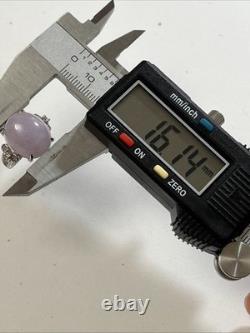Natural Lavender Jade & CZ Sterling Silver Ring Vintage 6.1g Sz 7 Adjustable
