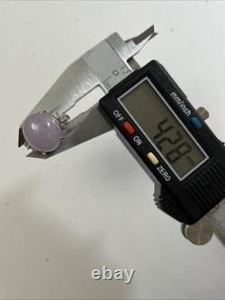 Natural Lavender Jade & CZ Sterling Silver Ring Vintage 6.1g Sz 7 Adjustable