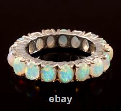 Natural Opal Band 925 Sterling Silver Band Eternity Band For Woman Gift For Love