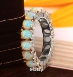 Natural Opal Band 925 Sterling Silver Band Eternity Band For Woman Gift For Love