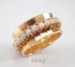 Natural Pearl 2.80Ct Round Cut Vintage Eternity Band Ring 14K Yellow Gold Plated