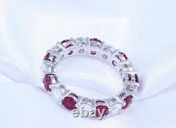 Natural Red Ruby 2.50Ct Round Cut Full Eternity Band Ring 14K White Gold Plated