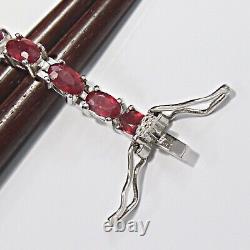 Natural Red Ruby 925 Sterling Silver Tennis Bracelet for Women Gifts 7 Inch