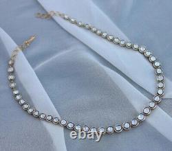 Natural Rosecut Diamond Polki 925 Sterling Silver Wedding Necklace Jewelry