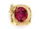 Natural Ruby 2ct Oval Cut Men's Antique Engagement Ring 14k Yellow Gold Finish