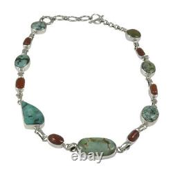 Natural Turquoise Gemstone Cluster Vintage Necklace 925 Sterling Silver I1
