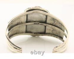 Navajo Cuff Bracelet Sterling Silver Natural Gemstone Vintage Handmade