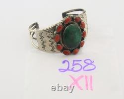 Navajo Cuff Bracelet Sterling Silver Natural Gemstone Vintage Handmade