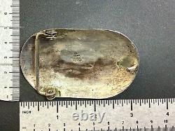 Navajo D. C Thomas Sterling Silver Turquoise & Coral Vintage Belt Buckle
