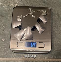 Navajo Sterling Silver Black Onyx Bib Necklace Modernist 64g Heavy 18 Vintage