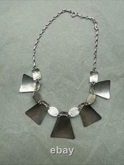 Navajo Sterling Silver Black Onyx Bib Necklace Modernist 64g Heavy 18 Vintage