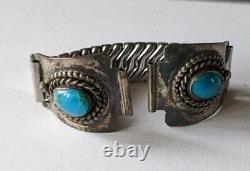 Navajo Sterling Silver Turquoise Watch Band Native American 1970's Vintage