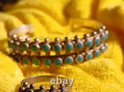Navajo Vintage STERLING SET Silver TURQUOISE Ring Bracelet