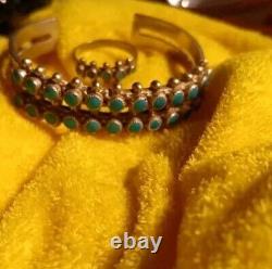 Navajo Vintage STERLING SET Silver TURQUOISE Ring Bracelet