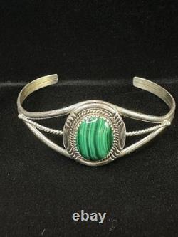 Navajo Vintage Sterling Silver And Jasper Stone Bracelet- Euc