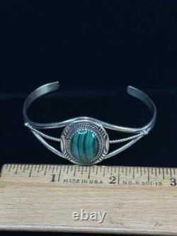 Navajo Vintage Sterling Silver And Jasper Stone Bracelet- Euc