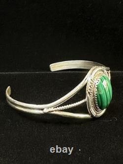 Navajo Vintage Sterling Silver And Jasper Stone Bracelet- Euc