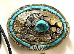 Navajo, Vintage sterling, silver, & turquoise belt, buckle & bolo? Signed? S Ray