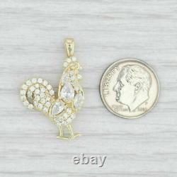 New 2CT Pear Cut Simulated Diamond Roster Chicken Pendant 14K Yellow Gold Finish