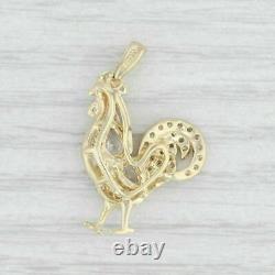 New 2CT Pear Cut Simulated Diamond Roster Chicken Pendant 14K Yellow Gold Finish