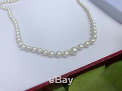Nice Vintage Mikimoto 20 Pearl Necklace SS Clasp Graduated 3.5mm-7mm