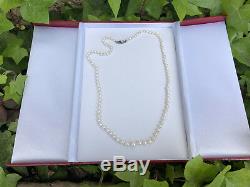Nice Vintage Mikimoto 20 Pearl Necklace SS Clasp Graduated 3.5mm-7mm