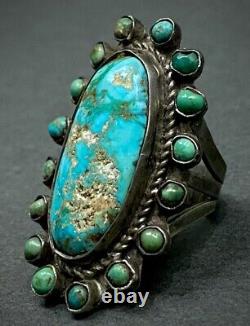 OLD Vintage 1930s Navajo Native American Sterling Silver Turquoise Cluster Ring