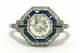 Octagon Vintage Art Deco Halo Ring 1.9 Ct Diamond Sapphire Antique 14k Gold Over