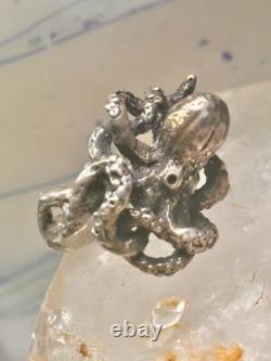 Octopus ring vintage band size 6 sterling silver women men