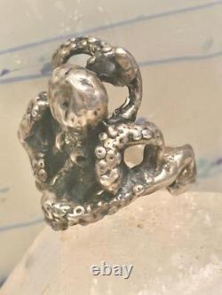 Octopus ring vintage band size 6 sterling silver women men