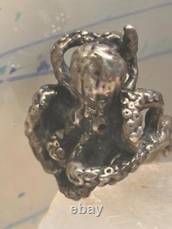 Octopus ring vintage band size 6 sterling silver women men