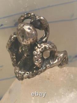 Octopus ring vintage band size 6 sterling silver women men