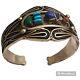 Old Egyptian Revival Turquoise & Coral, Scarab Silver Bracelet