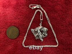 Old Sterling silver Art Nouveau revival butterfly fairy pendant 18 necklace