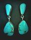 Old Vintage Navajo Gem Quality Mined Blue Turquoise 925 Sterling Silver Earrings