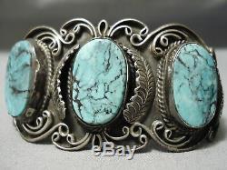 One Of The Best Vintage Navajo Blue Diamond Turquoise Sterling Silver Bracelet