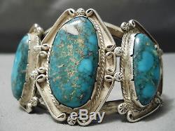 One Of The Best Vintage Navajo Old Morenci Turquoise Sterling Silver Bracelet