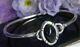 Onyx Front Opening 0.925 Sterling Silver 7 Vintage Bangle Bracelet