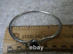 Onyx front opening 0.925 Sterling Silver 7 Vintage Bangle Bracelet