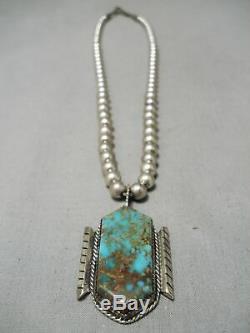 Opulent Vintage Navajo Royston Turquoise Sterling Silver Necklace Old