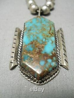 Opulent Vintage Navajo Royston Turquoise Sterling Silver Necklace Old