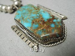 Opulent Vintage Navajo Royston Turquoise Sterling Silver Necklace Old