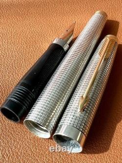 PARKER 75 Sterling Silver Fountain Pen Extra Fine Nib, Vintage Perfection