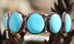 PHENOMENAL vintage turquoise cuff bracelet FRED HARVEY ERA Southwestern sterling