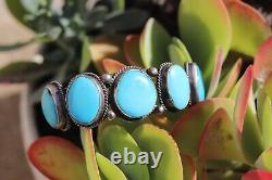 PHENOMENAL vintage turquoise cuff bracelet FRED HARVEY ERA Southwestern sterling