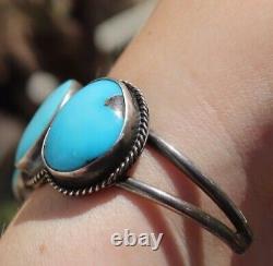 PHENOMENAL vintage turquoise cuff bracelet FRED HARVEY ERA Southwestern sterling