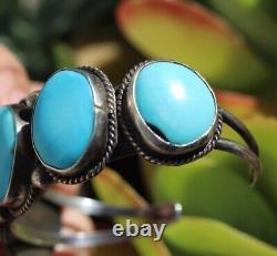 PHENOMENAL vintage turquoise cuff bracelet FRED HARVEY ERA Southwestern sterling