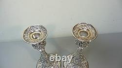 Pair Vintage Kirk REPOUSSE Sterling Silver 9.75 Candlesticks, 850 grams